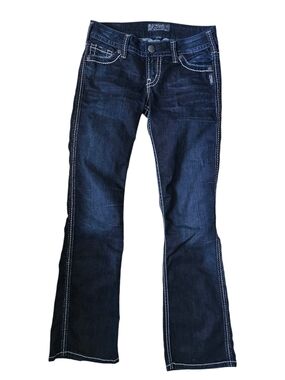 SILVER JEANS CO. Frances Dark Wash Contrast Stitch Bootcut Jeans W26/L31